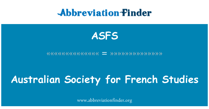 ASFS: Australian Society for French Studies