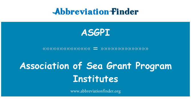 ASGPI: Association of Sea Grant Program Institutes