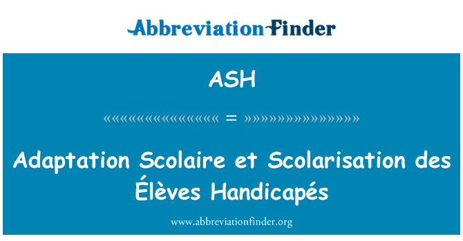 ASH: Adaptació Scolaire et Scolarisation des Élèves Handicapés