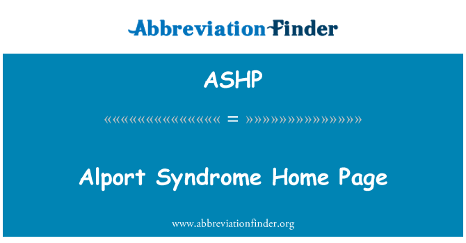ASHP: Alport sindrom Beranda