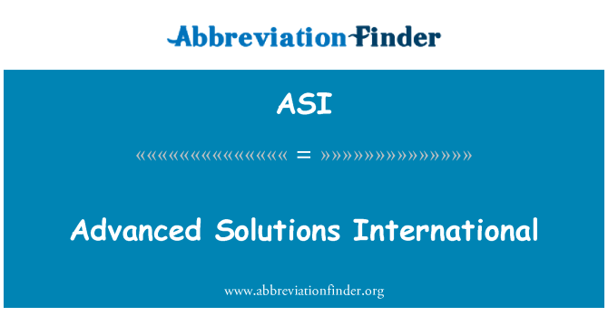 ASI: Advanced Solutions International