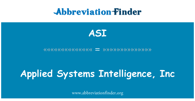 ASI: Anvendte systemer intelligens, Inc
