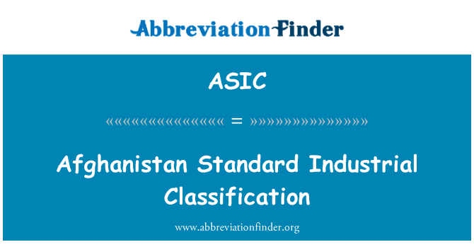 ASIC: Afghanistan Standard Industrial Classification