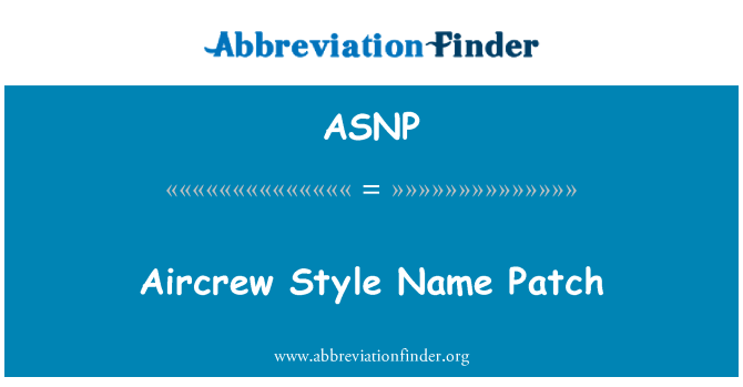 ASNP: Fliegendes Personal Style Name Patch