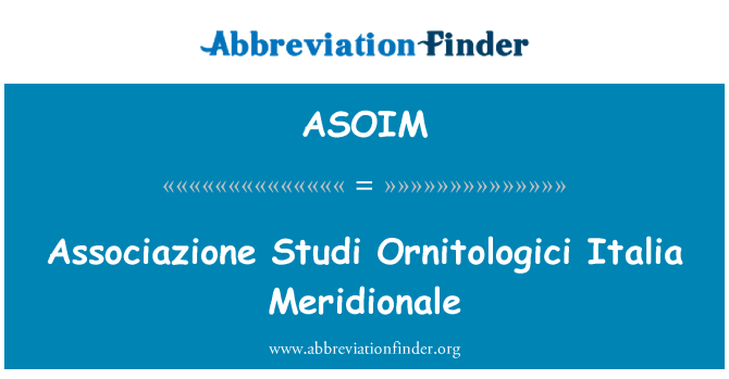 ASOIM: Associazione Studi Ornitologici Italia Meridione