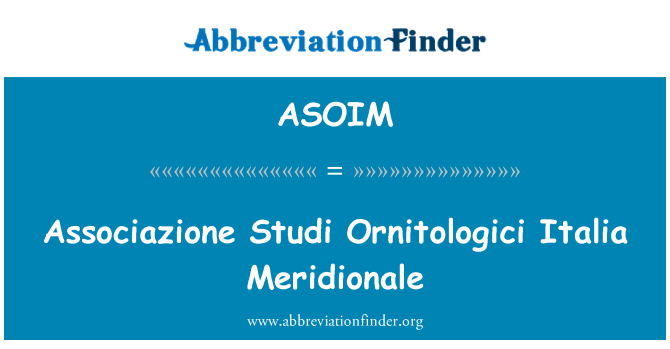 ASOIM: Associazione Studi Ornitologici Italia Jižní