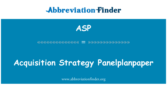 ASP: Akizisyon estrateji Panelplanpaper