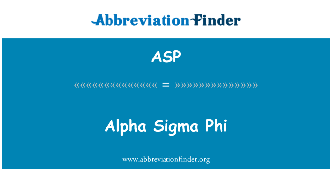 ASP: Alfa Sigma Phi