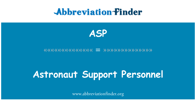 ASP: Pracovníci podpory astronaut