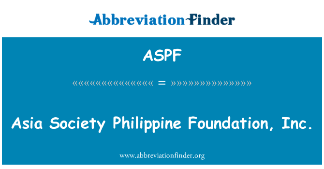 ASPF: Asia ühiskonna Filipiinide Foundation, Inc