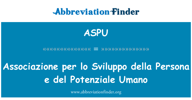 ASPU: Associazione pa lo Sviluppo della Persona e del Potenziale Umano