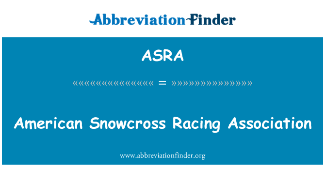 ASRA: Snowcross Αμερικανική Ένωση αγωνιστικά