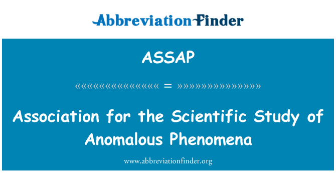 ASSAP: สมาคมเพื่อการศึกษาทางวิทยาศาสตร์ของปรากฏการณ์ Anomalous