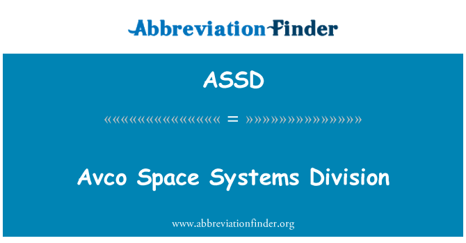 ASSD: Avco अंतरिक्ष सिस्टम्स प्रभाग