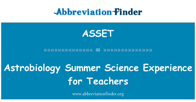 ASSET: Astrobiology ร้อนวิทยาศาสตร์ประสบการณ์สำหรับครู