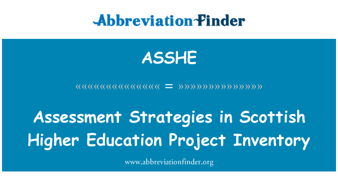 ASSHE: Assessment Strategies in Scottish Higher Education Project Inventory