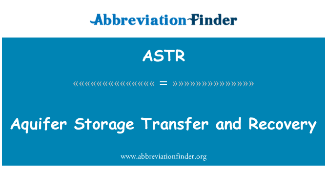 ASTR: Transfè nan depo aquifère Et Restauration