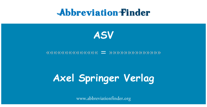 ASV: Axel Springer Verlag