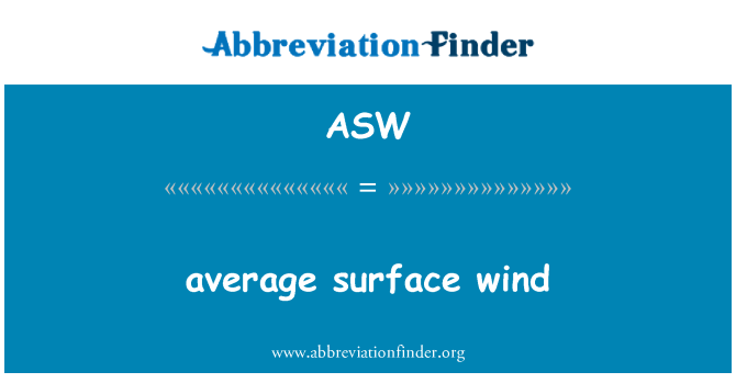 ASW: gwynt arwyneb cyfartalog