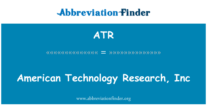 ATR: Amerik teknoloji Research, Inc