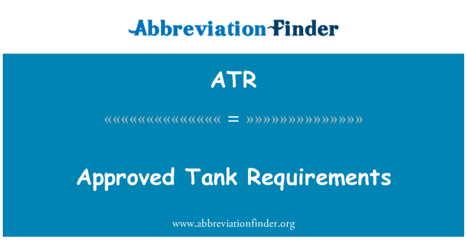 ATR: Odobreni Tank zahteve