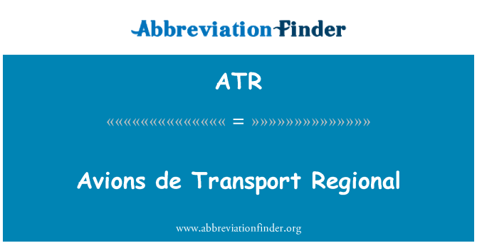 ATR: Avions דה בתחבורה אזורית