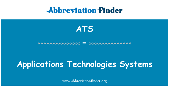 ATS: Applicazioni tecnologie sistemi