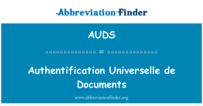 AUDS: Authentification Universelle de दस्तावेजों