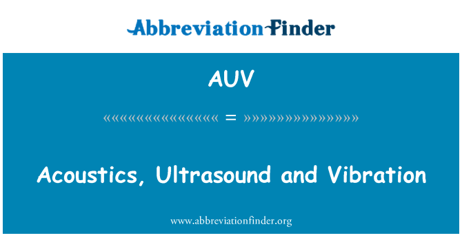 AUV: Acoustique, ltrason Et Vibwasyon