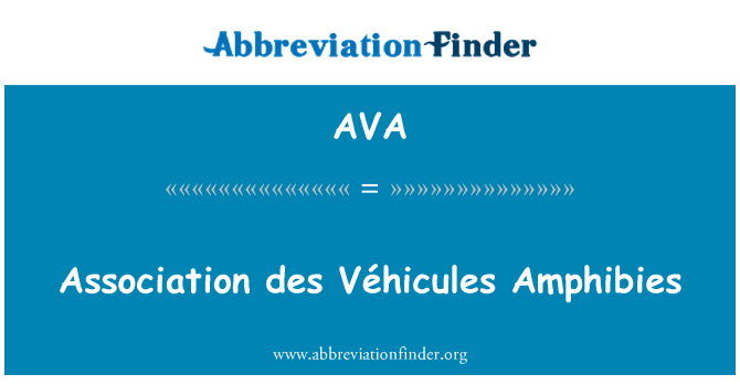 AVA: Association des VÃ © hicules Amphibies