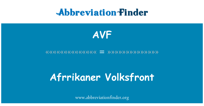 AVF: Afrrikaner Volksfront