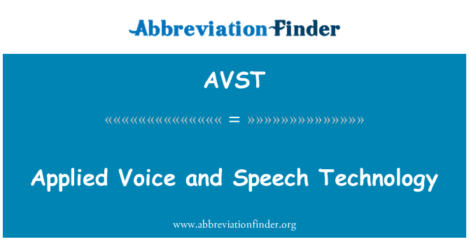 AVST: Прикладна голосу та мовлення технології