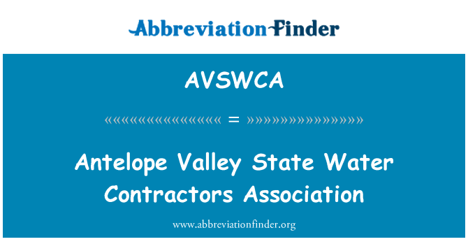 AVSWCA: Antelope Valley State Wasser Contractors Association