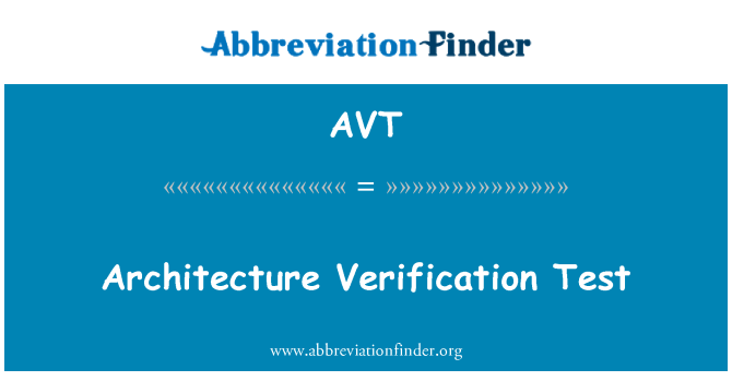 AVT: Arkitekturen verifieringen