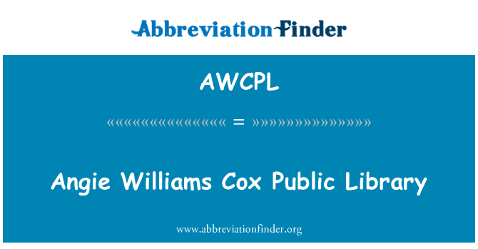 AWCPL: Angie Williams Cox Public Library