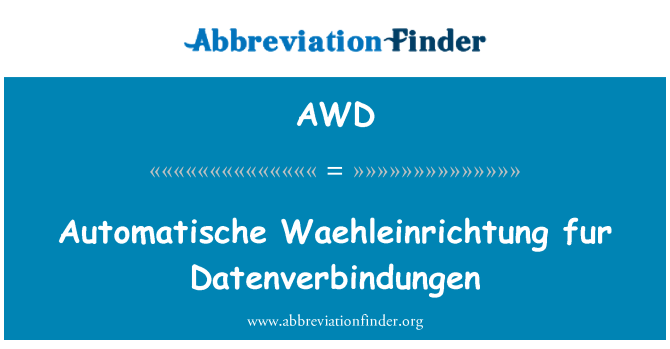 AWD: Ffwr Automatische Waehleinrichtung Datenverbindungen