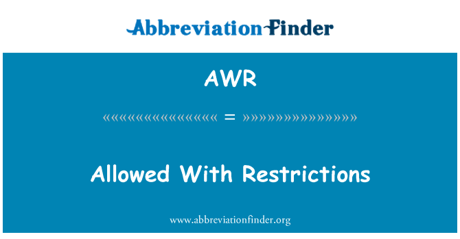 AWR: Permess b'restrizzjonijiet