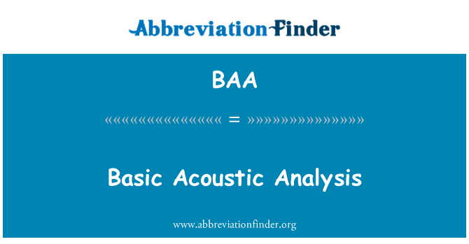 BAA: Basic Acoustic Analysis