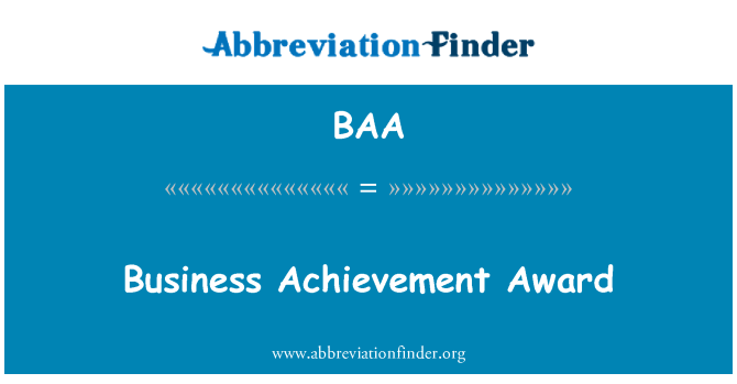 BAA: Zakelijke Achievement Award