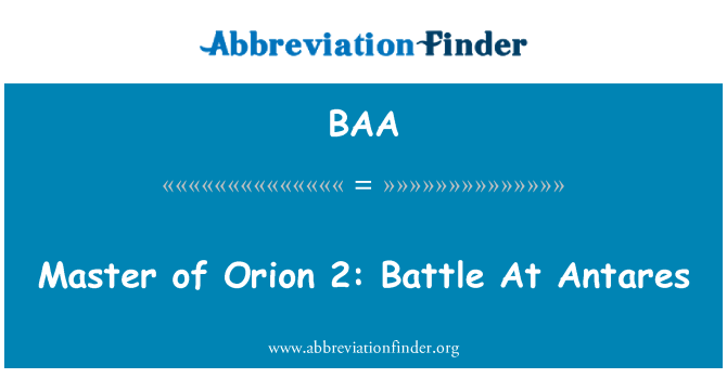 BAA: Master of Orion 2: Schlacht bei Antares