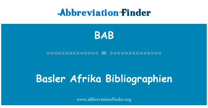 BAB: Basler Afrika Bibliographien