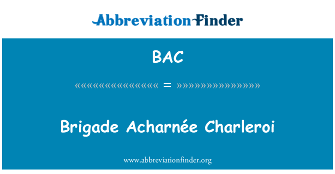 BAC: Brigada Acharnée Charleroi