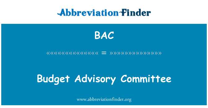 BAC: Budget Advisory Committee