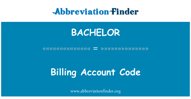 BACHELOR: بل کی ادائیگی اکاؤنٹ کوڈ