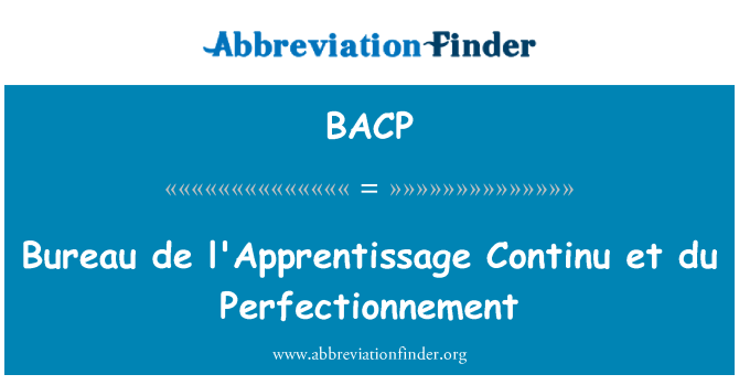 BACP: Προεδρείο l'Apprentissage de Continu et du επιμόρφωσης