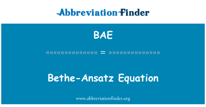 BAE: Equazione di Bethe-Ansatz