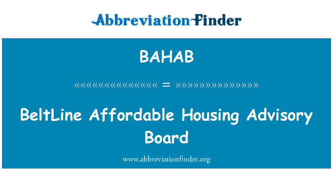 BAHAB: ベルトラインの諮問委員会を住宅手頃な価格