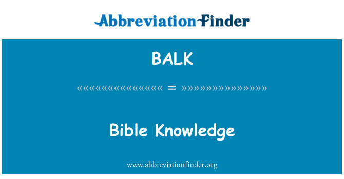BALK: Connaissance de la Bible