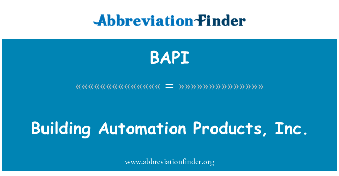BAPI: Zgrada automatizacija proizvoda, Inc.