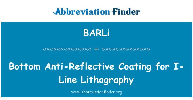 BARLi: Unteren Antireflex-Beschichtung für die Lithographie-Line